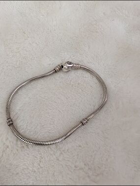 Sterling Silver Snake Chain Charm Bracelet - Silver